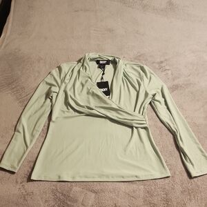 DKNY Women's Mint Green Wrap Top
